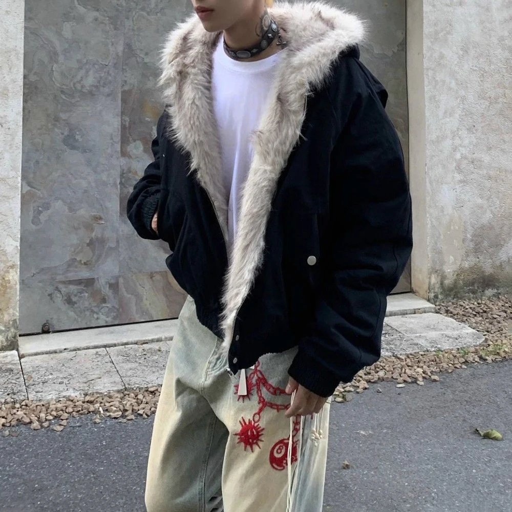 Winter Warm Thick Plush Jacket For Men And Women 2025 New American Street Fashion Trend Shopping Heavy Casual Loose Y2k Jacket - Image 4