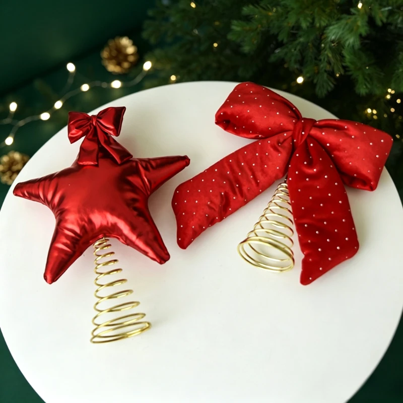 Star Tree Topper - Christmas Star Tree Topper Bow Ornament