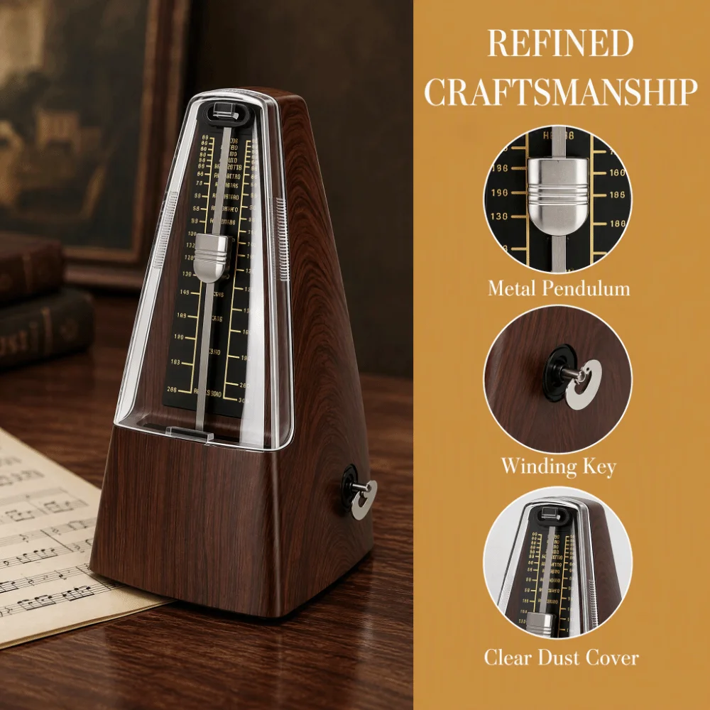 40-208 BPM Mechanical Metronome Deep Wood Grain High Precision Wood Grain Metronome Loud Sound Track Tempo Track Tempo Metronome