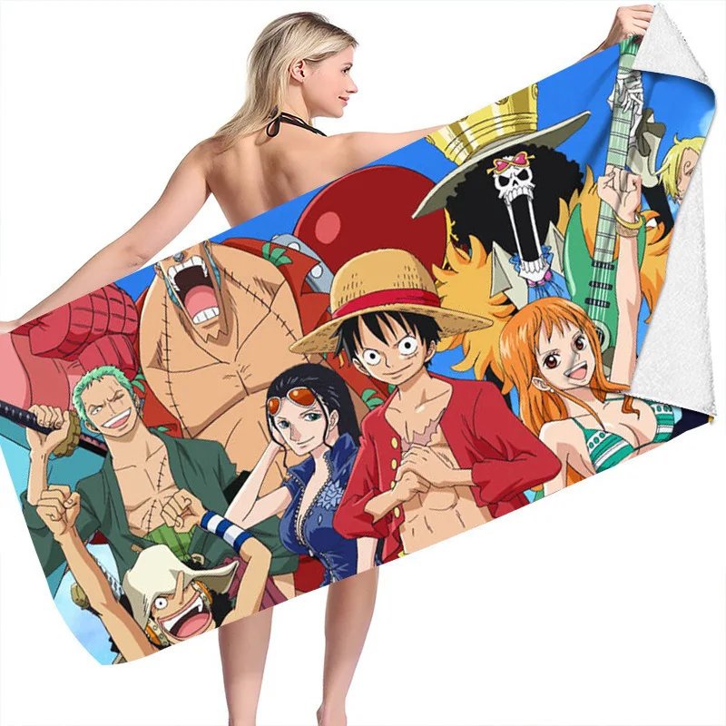 Anime One Piece Ruffy Dusche Strandtücher Badetuch Mikrofaser Waschlappen 3D Gedruckt Baby Kind Kinder Geschenk Anime Merchandise