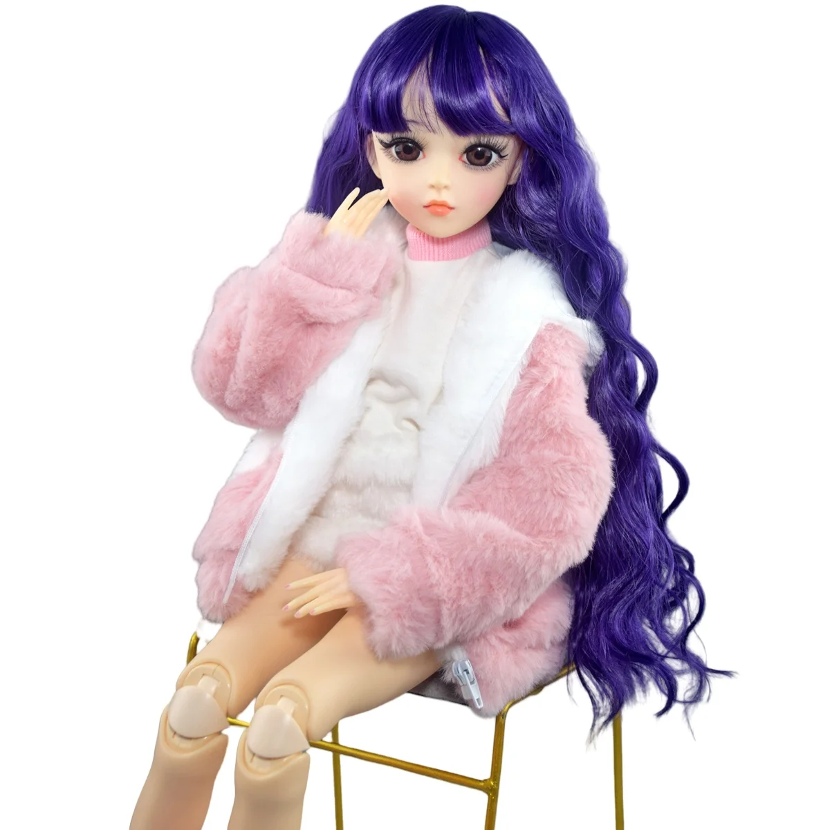 YUTOTUE 60cm Height Girl Doll Curly Hair Wig Clothes Outfits Full Set Included 1/3 BJD Toy