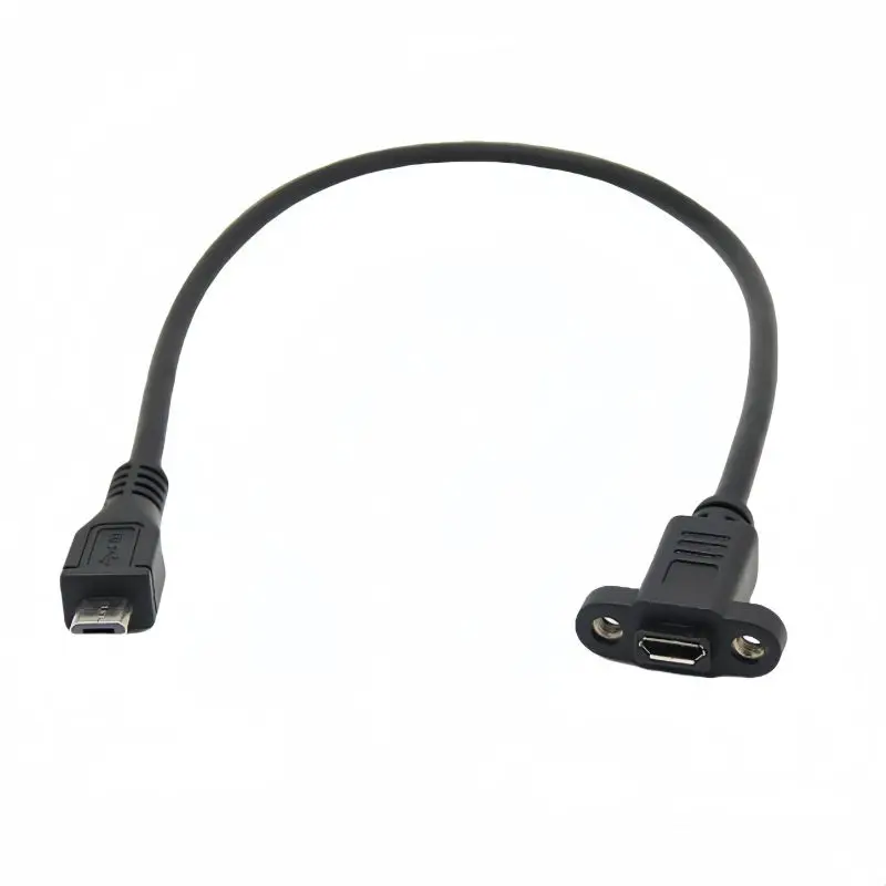 30cm 50cm Micro USB Male to Female Extension Cable with Ear Screw Hole Fixing Baffle Cable V8 USB2.0 Data Cable
