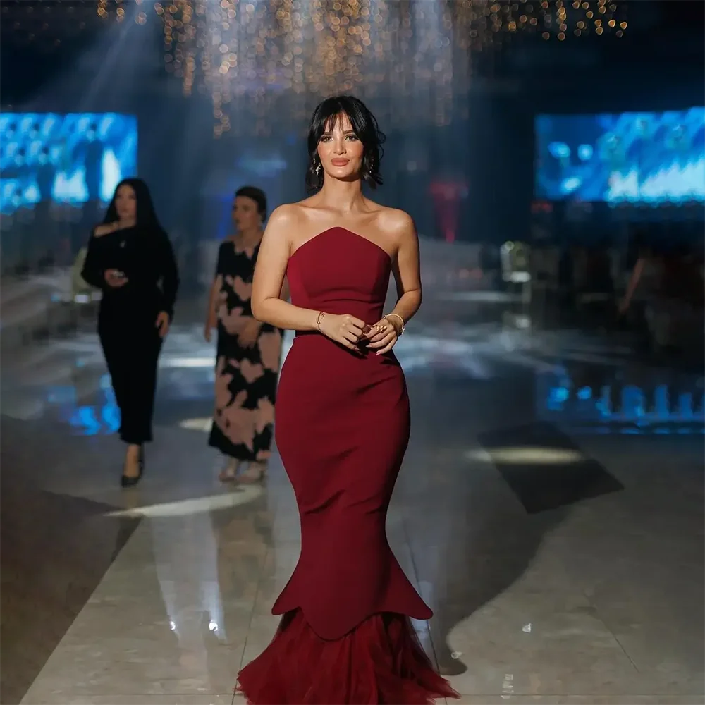 

Customized Burgundy Prom Dresses/Bridal Wedding Party Girl Prom Gowns New In Fashion Mermaid Floor-Length Evening Gonws