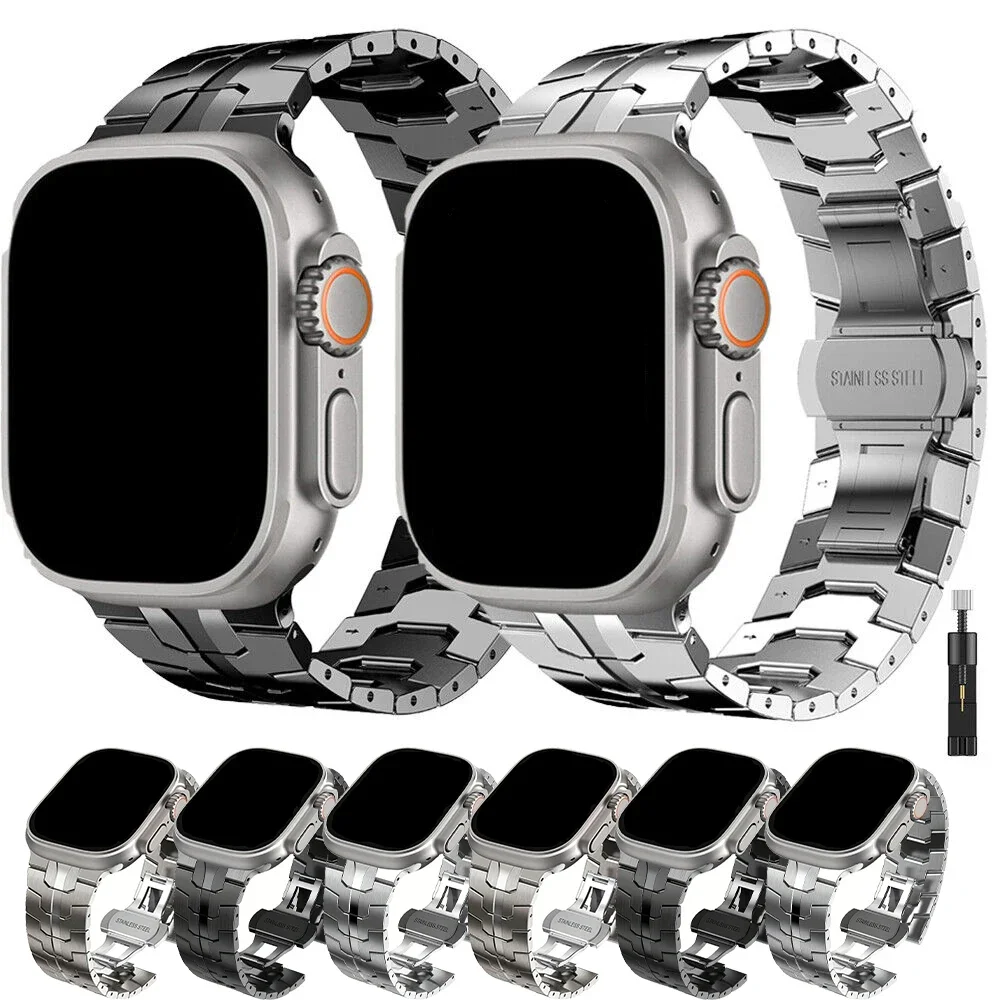 Metalen Band Voor Apple Horlogeband 46Mm 49Mm 45Mm 41Mm 44Mm 42Mm 40Mm Roestvrij Staal Armband Iwatch Ultra 10 9 8 7 6 5 4 Se