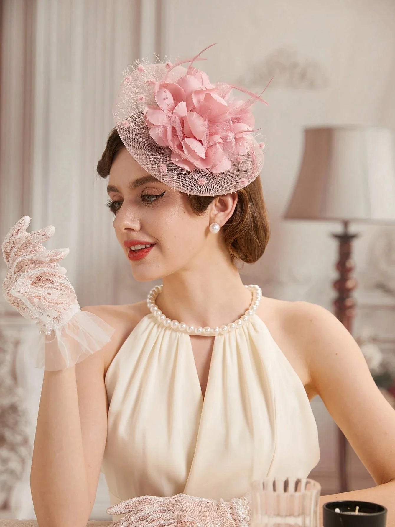 1PCS Fascinators Hat Kentucky Derby Tea Party Headwear For Women Girls Flower Mesh Ribbons Feathers Headband