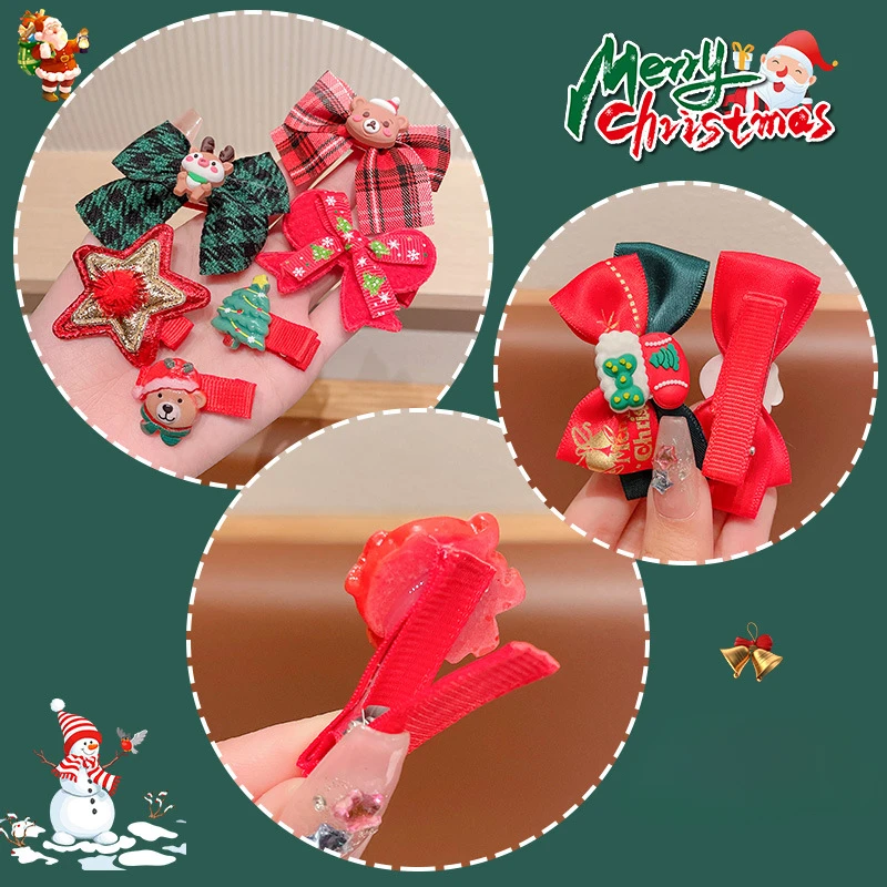 Baby Kerst Kinderen Haarclip Hoofddeksels Klein Meisje Vakantie Jurk Up Haaraccessoires Schattige Clip Haar Kaart Meisje Baby Sieraden