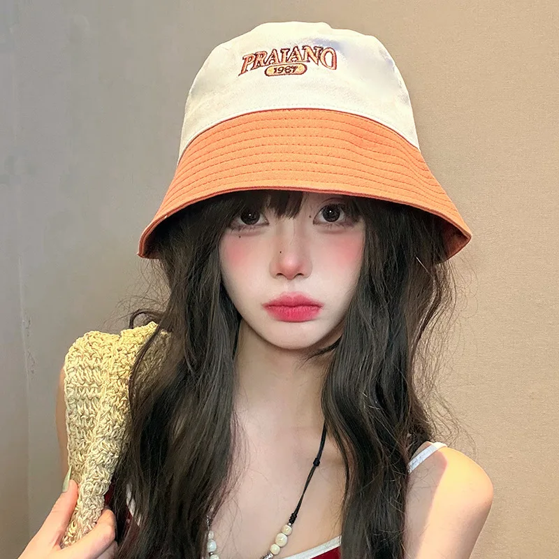 Women's Spring Summer Fishing Hat Embroidered Wide Brim Sunshade Bucket Hat Face Enhancing Travel Outdoors Foldable Hat