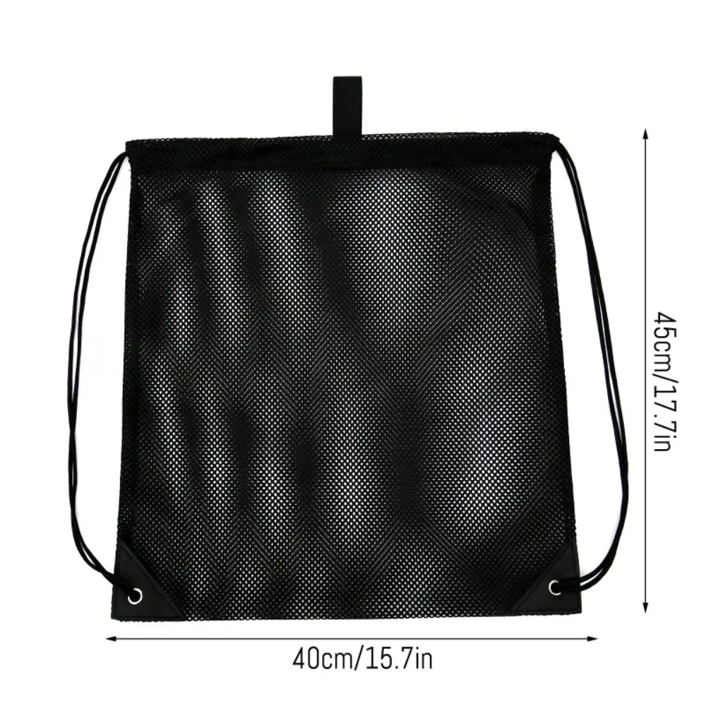 Drawstring Mesh Bags Black Outdoor Portable Gym Sports Backpack Basketball Storage Pouch Beach Use Bag