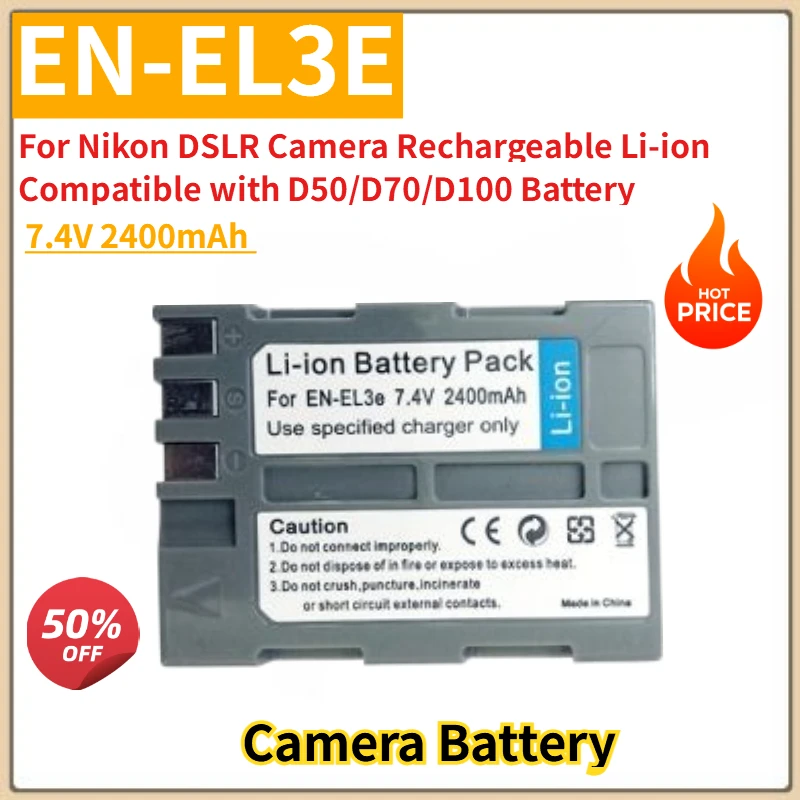 

Camera Battery 7.4V 2400mAh EN-EL3E for Nikon DSLR D50 D70s D80 D90 D100 D200 D300S D700 Replacement Battery New High Quality