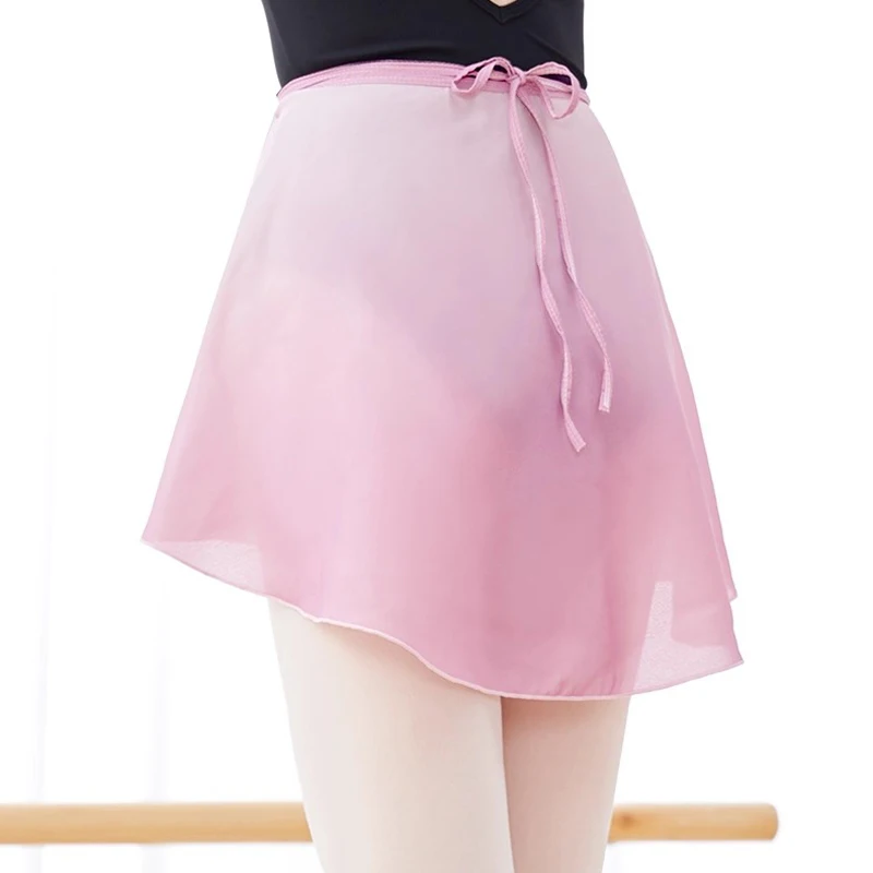 Nova saia de balé feminina meninas mini chiffon ballet envoltório saia dancewear prática gradiente ginástica dança saia gravata aberta saias
