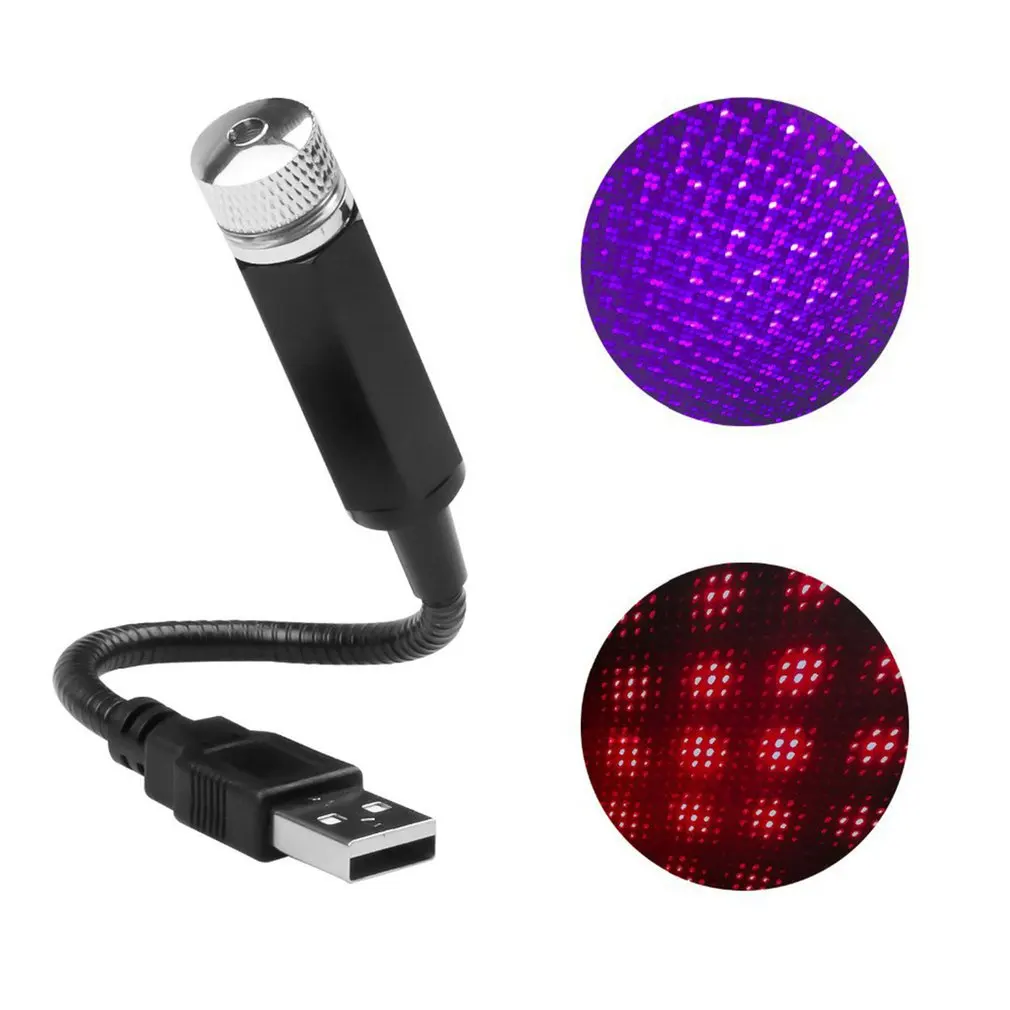 USB-прожектор для автомобиля, романтический прожектор, ночник, светодиодный регулируемый свет, галактика, атмосферный свет, Автомобильный интерьер, декоративный светильник