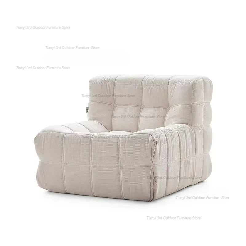 Vacuum Compression French Retro Lazy Living Room Sofa Corduroy Button Small Single Double Sofa Cream Style Home Furniture