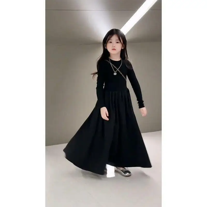 Children's Clothing Spring And Summer Clothing Dress Cotton Girls Party Stylish Long Sleeve Little Black Princess Classic Style