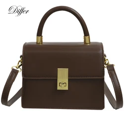 Vintage Small Square Women Tote Handbag Simple Design Shoulder Bag Solid Color Lady Bag Classic England Style Messenger Bag NEW