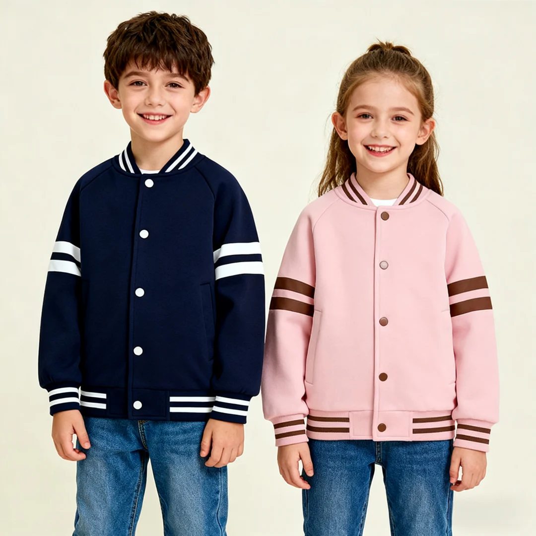 

Kids Stylish Preppy Style Baseball Jacket Children Spring Autumn Lightweight Breathable Color Block Patchwork Baseball Jacket