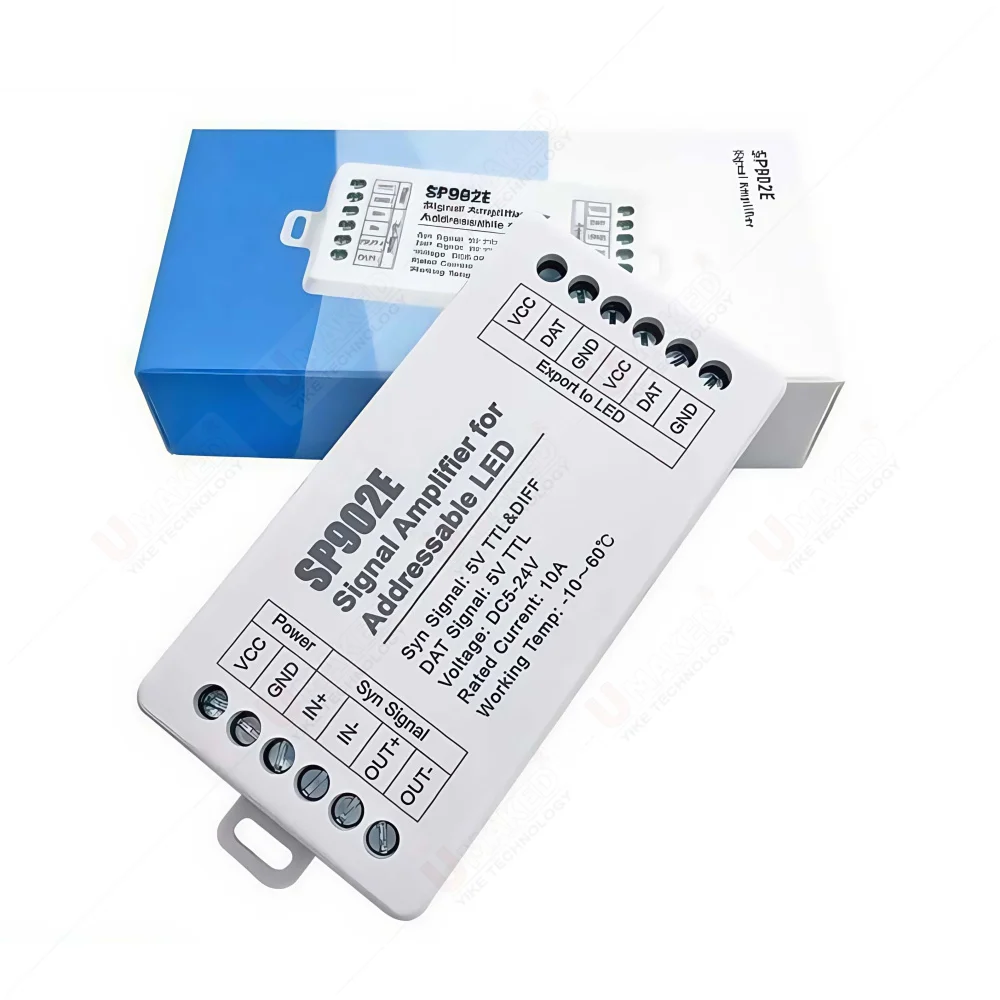 SP902E SPI Signal Amplifier Repeater 2 Channel WS2812B WS2811 SK6812 WS2814 RGBW RGB Pixel Addressable Matrix Panel Light 5-24V