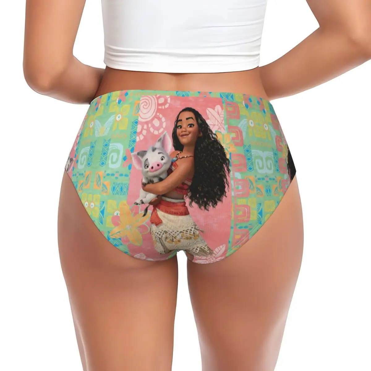 Custom Moana Pacific Island Girl Briefs Underwear Women's Breathable Stretch Panties