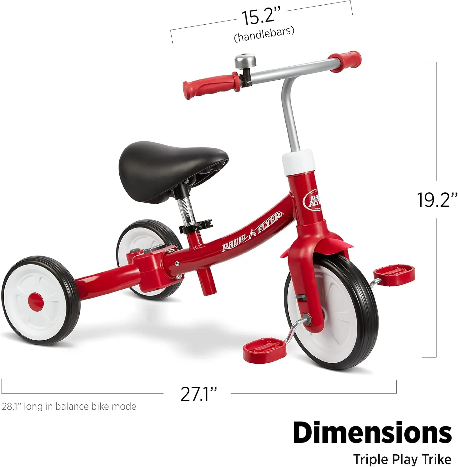 Trike Trike Trike dla małych dzieci, rowerek biegowy i jazda, w wieku 1-3 lat, duży, czerwony