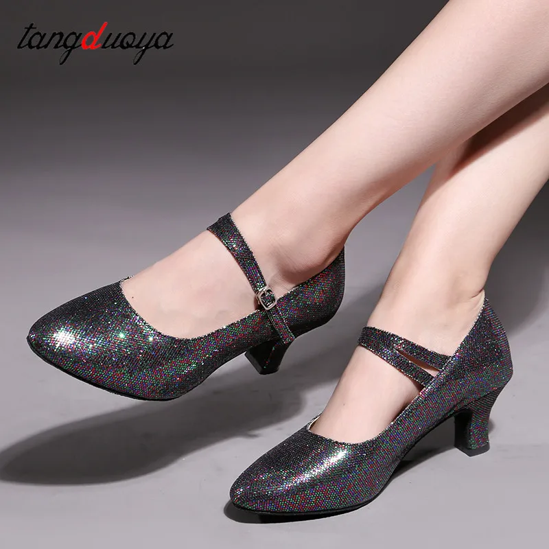 Zapatillas de salón para mujer, zapatos de baile latino, fondo suave, Jazz moderno, Tango, Punta cerrada, interiores y exteriores