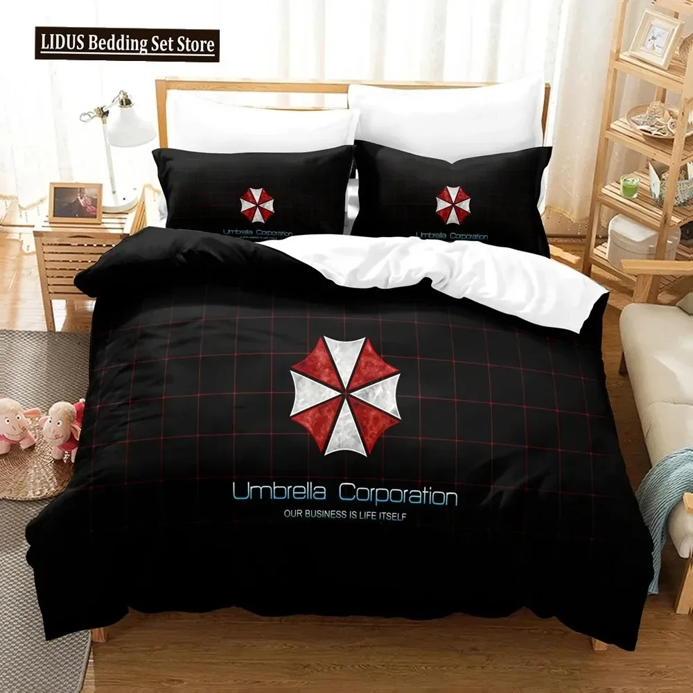 Corporation Red Umbrella Bedding Set Boys Girls Twin Queen Size Duvet Cover Pillowcase Bed Boys Adult Fashion Home Textileextile