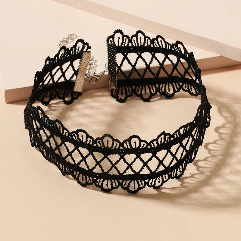 Vintage Black Hollow Cross Lace Choker Necklaces for Women New Collar Torques Sexy Goth Neck Accessories Fashion Party Jewelry