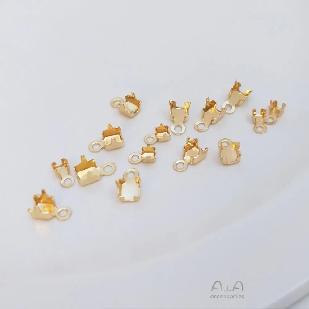 المشابك النحاسية 14K الذهب اللون الزركون مخلب سلسلة مشبك سلسلة كليب مشبك DIY بها بنفسك اليدوية والمجوهرات سوار نهاية اتصال الملحقات