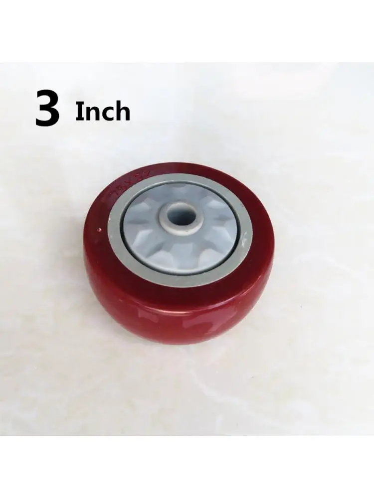 

1 Pc 3 Inch Caster Red Medium Single Polyurethane Silent Flat Driver Cart Wheel