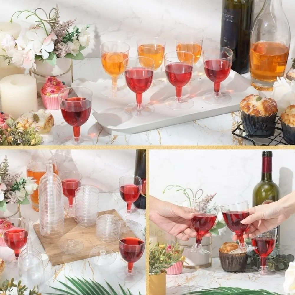 25pcs Transparent Disposable Wine Glasses 6 Oz Unbreakable Plastic Margarita Glasses Drinking Cup Portable Champagne Goblet