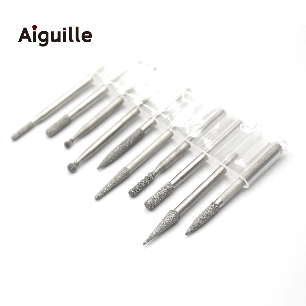 10pcs 80# 3mmx3mm Mix Type Diamond Grinding Burr Diamond Grinding Point Metal Work grinding trimming polishing bits