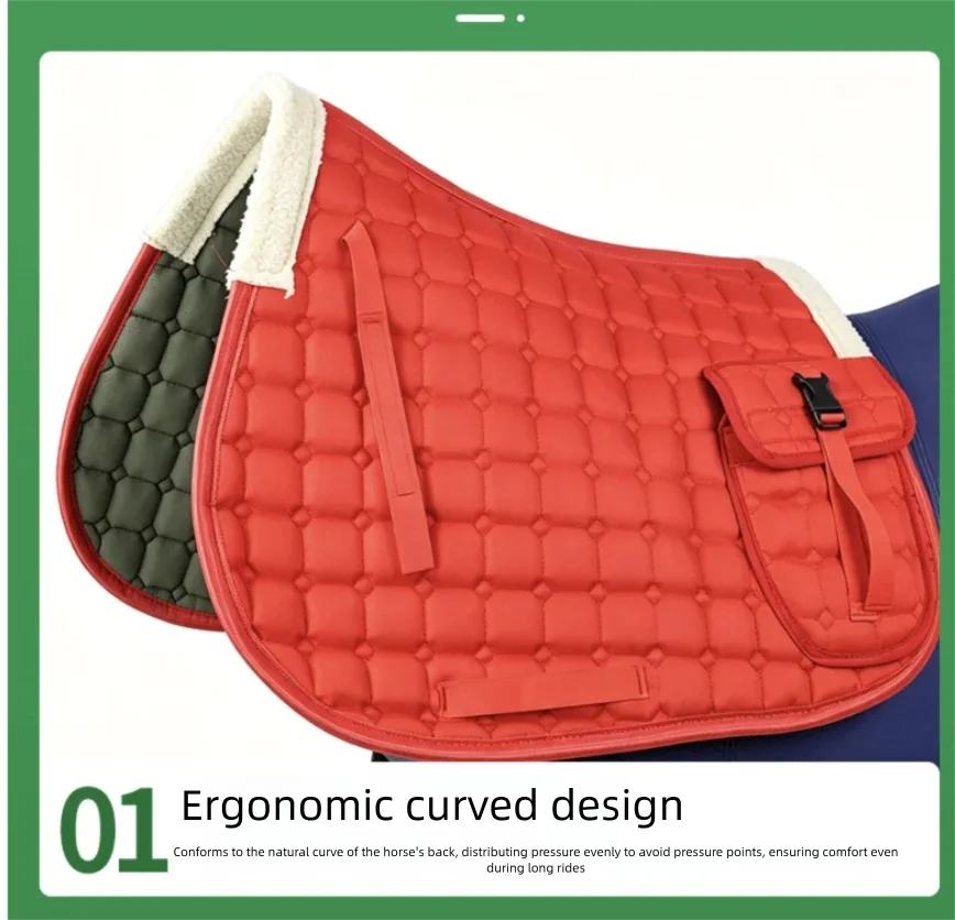 Horse Saddle Pad With Pocket Shock‑Absorbing Breathable Anti‑Sweat Non‑Slip Equestrian Cushion for Riding Competition Training