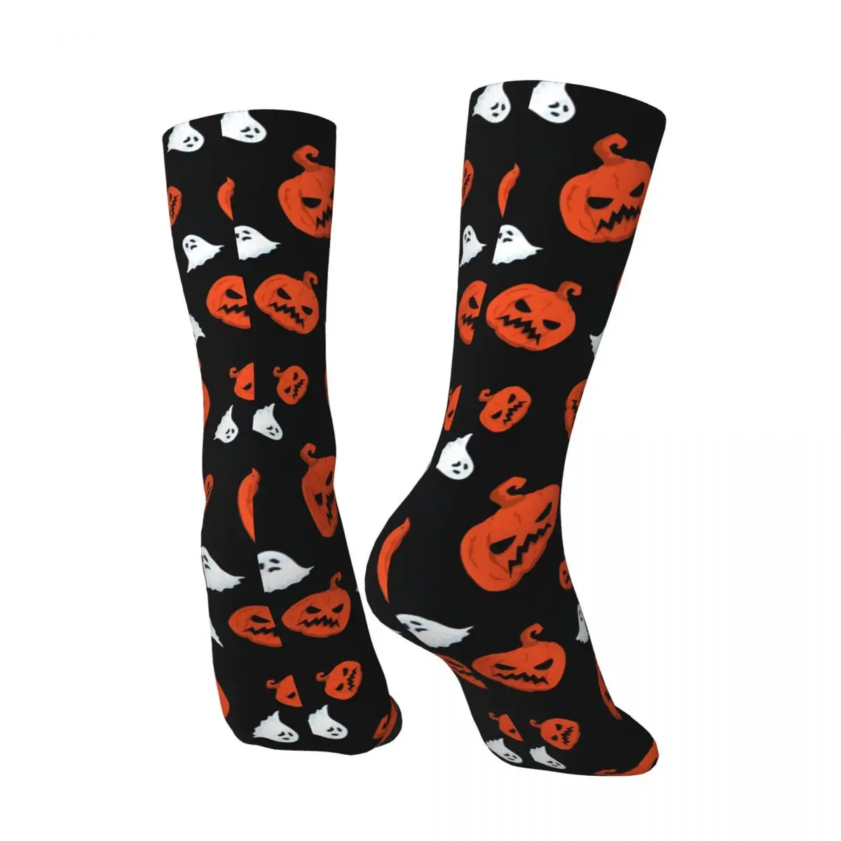 Crazy compression Pumpkin & Ghost Pattern - Halloween Sock for Men Vintage Seamless Pattern Crew Sock Casual