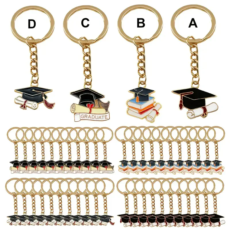 Abschluss-Schlüsselanhänger 5 Stile Bachelor-Mütze Diplom Buch 20 Stück Legierung Emaille Großpackung Abschluss-Geschenke Souvenir-Geschenk – Detail 9