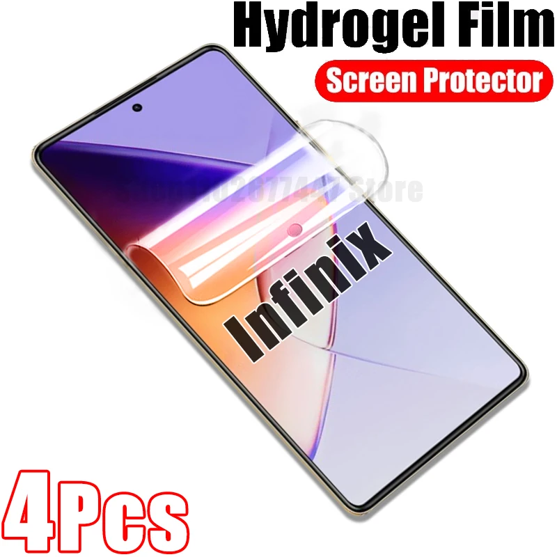 4Pcs Hydrogel Film For Infinix Note 40 5G Note 40 X Note 40 Pro Plus Full Cover Screen Protector Infinix Note 30 4G 30i 30 VIP