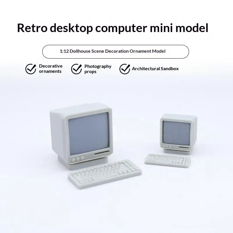 New 1/3 Sets 1:12/1:18 Dollhouse Mini Retro Desktop Computer Model Toys Miniature Home Scene Ornament Doll House Accessories