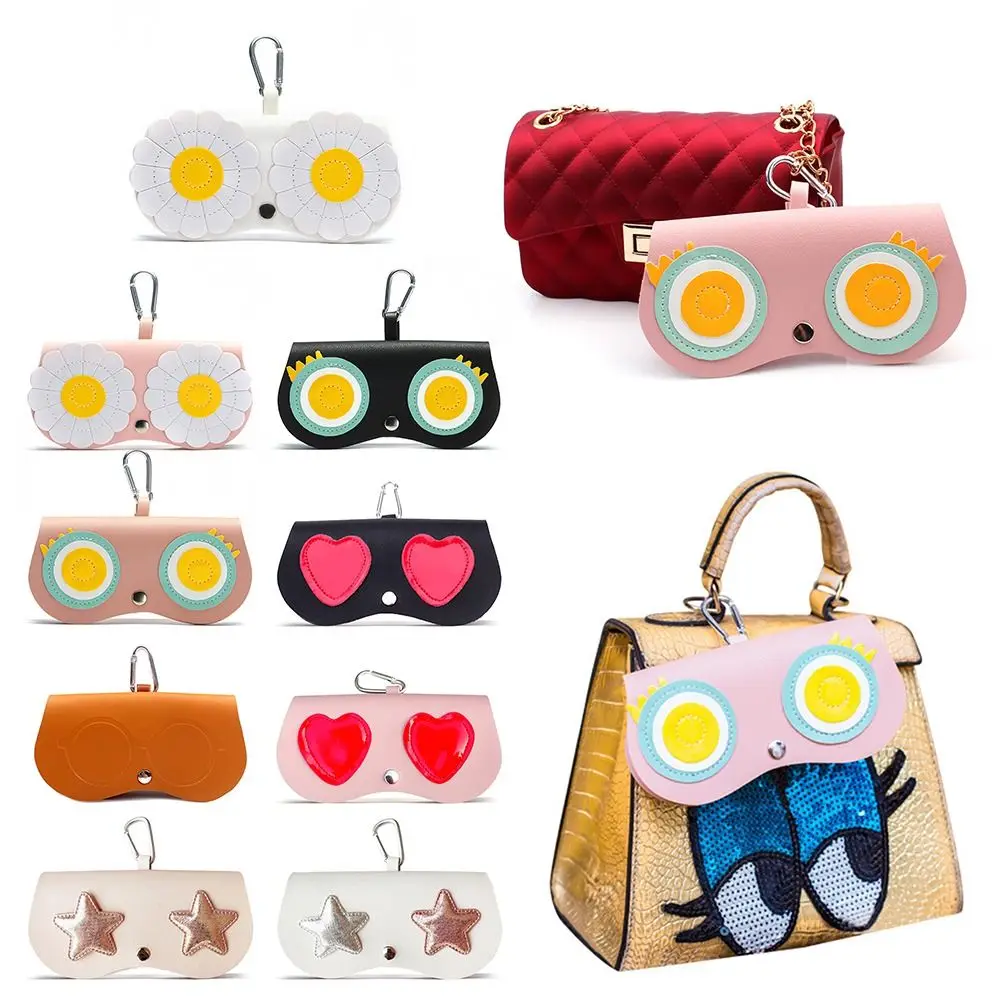 INS Cartoon Women Portable Sun Glasses Bag Eye Glasses Box custodia per occhiali in pelle PU Cute occhiali da sole borse di protezione