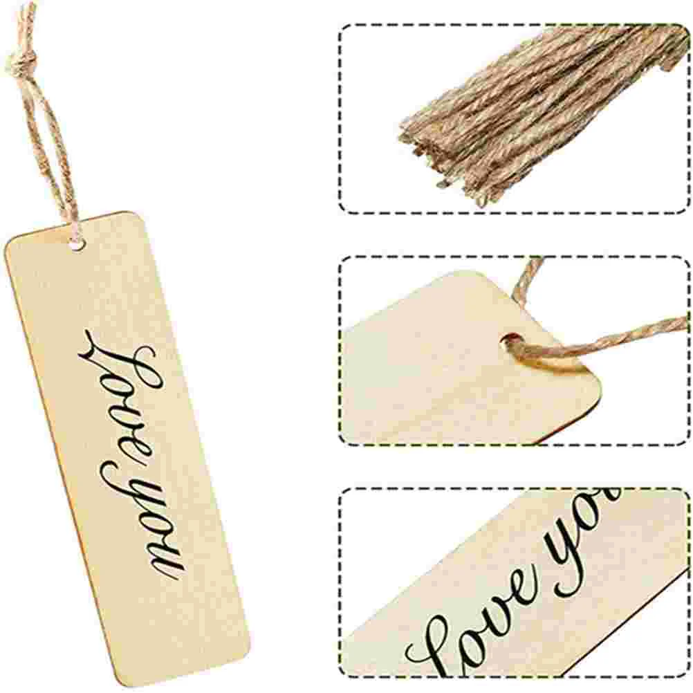 20 Pcs Wooden Blank Bookmark Rectangle Bookmarks DIY Supplies Gift Decorative for Painting Tag Unpainted