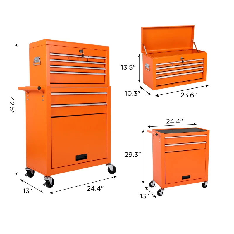 Cassetti per armadietti Armadietto per attrezzi in acciaio Cassetta degli attrezzi Cassetta degli attrezzi Ruote per cassette degli attrezzi Utilizzare cassapanca degli attrezzi con ruote, cabina per riporre gli attrezzi con ruote a 8 cassetti