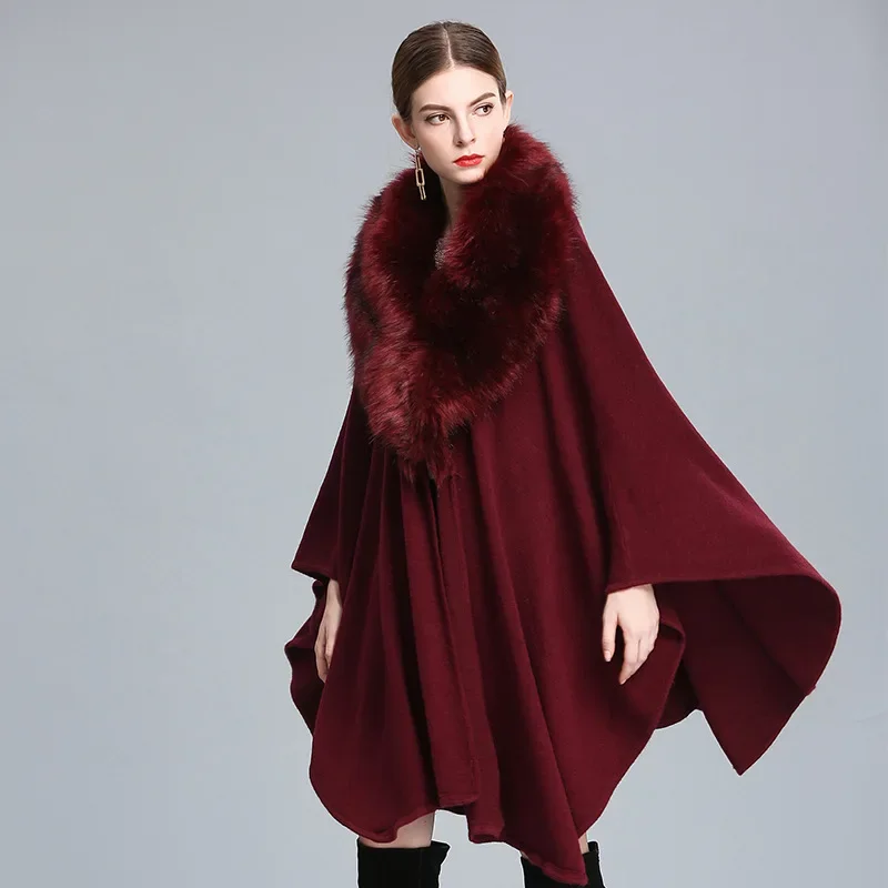 

WomenCapes Mid Length Coat Jackets Cloak Coats Fur Collar Ponchos Open Stitch Y2k Streetwear Jacket Elegant Autumn Winter
