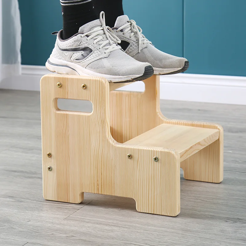 Children's Solid Wood Sofa Footstool Home Ladder Cushion Office Step Stool Bathroom Replacement Height Increasing Footstep Stool
