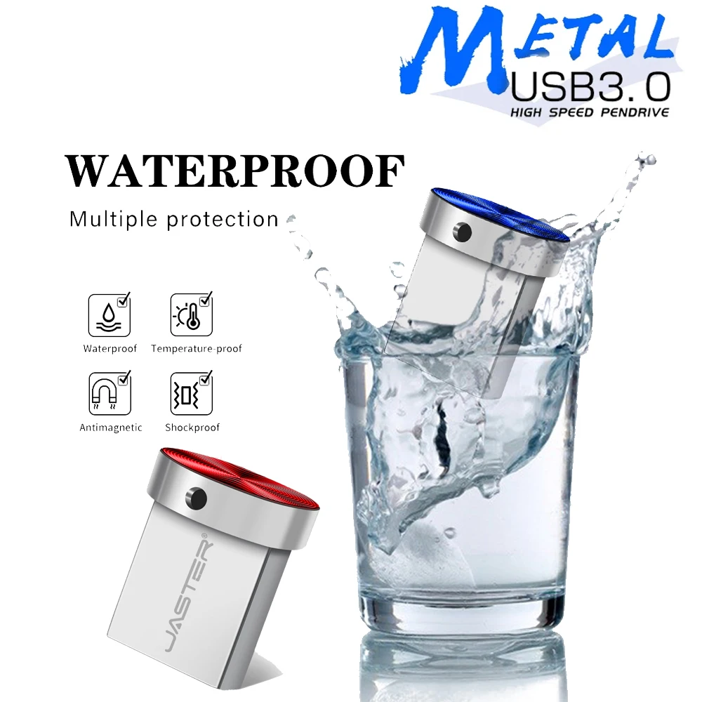 USB3.0 Metal USB Flash Drive 128GB Mini Memory Stick 64GB Blue Pen Drive 32GB Business Gift USB Stick 16GB Round U Disk 8GB 4GB