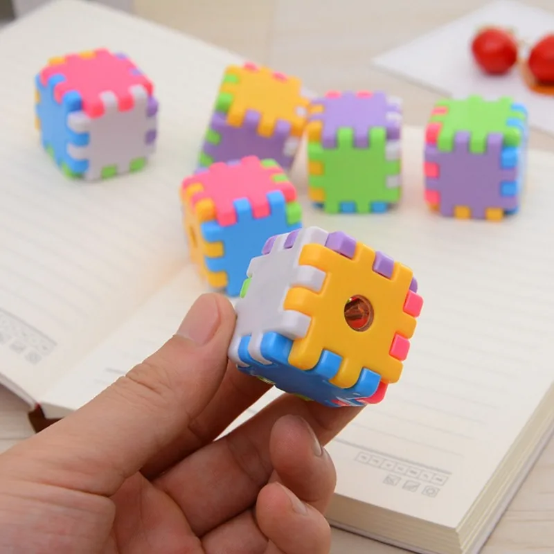 1 Piece Kawaii Creative Blocks Pencil Sharpener Stationery School Office Supplies Novelty Kid Gift Cube Funny Toy