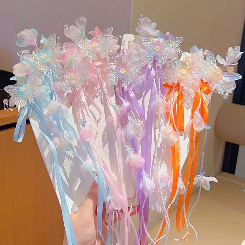 النمط الصيني Hanfu مجموعة الشعر خمر الأزهار دبوس الشعر فراشة شرابات أثيري إكسسوارات الشعر للنساء