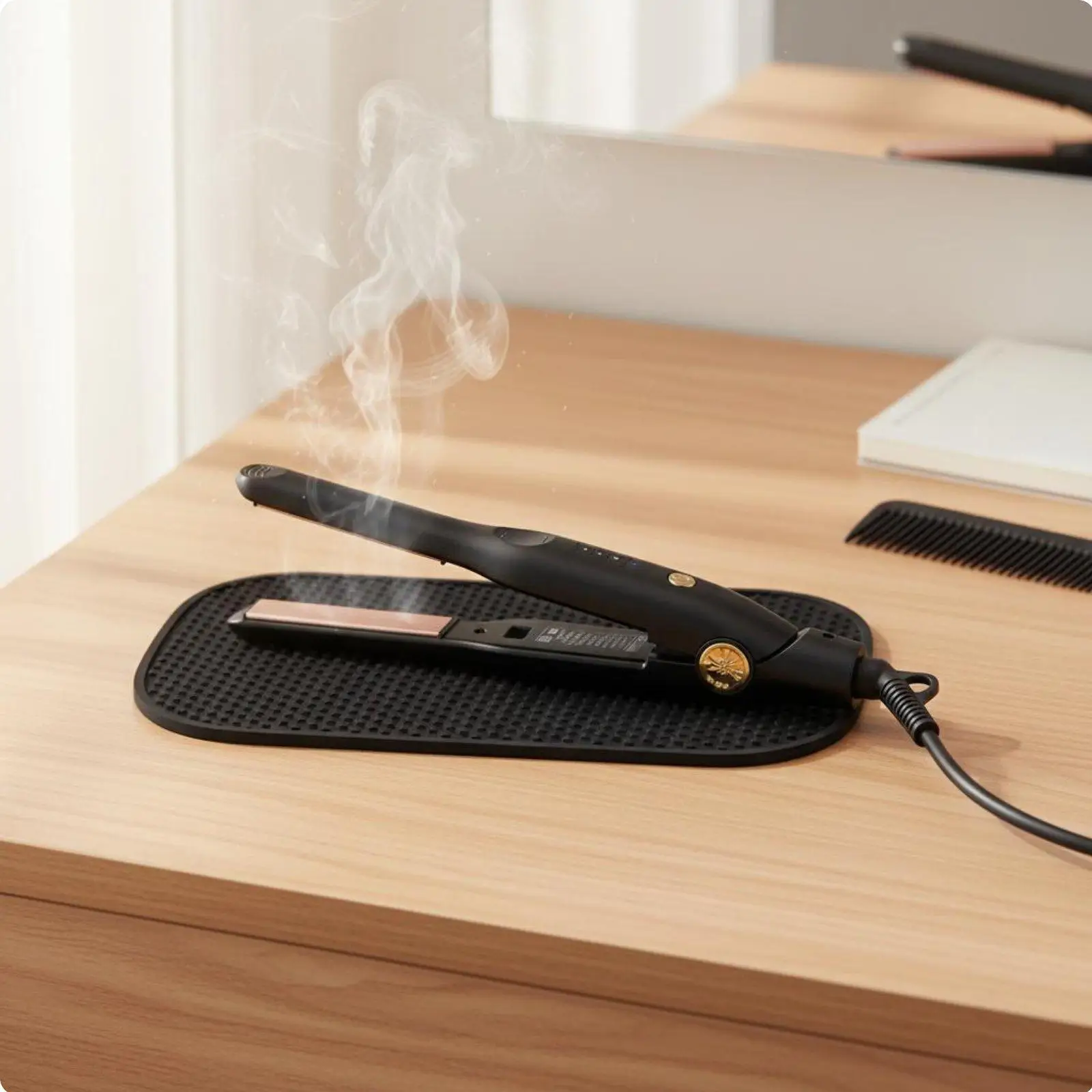 Men's Flat Iron Lightweight Short Hair Texture Quick Heating 2-in-1 Styling Iron for Students, Beginners, Dorm