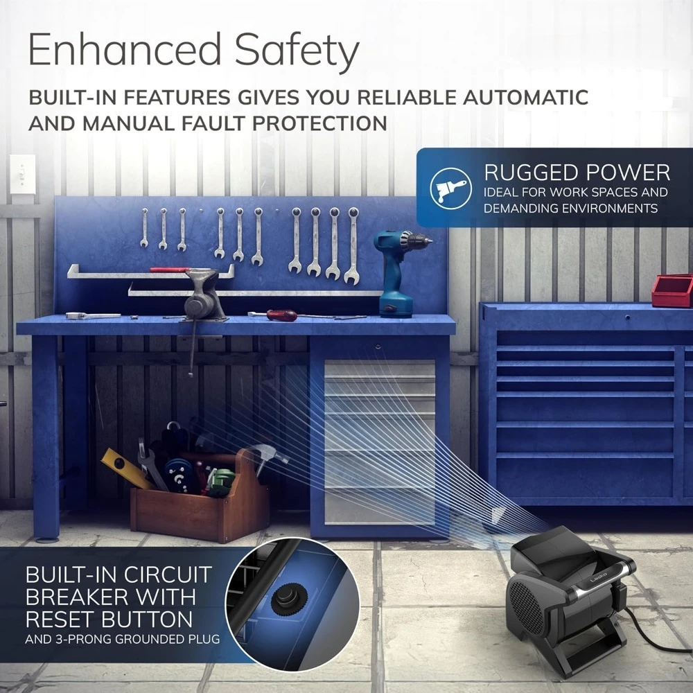 

High Velocity Fan, 15", 375 CFM, Professional Utility Pivoting Blower Fan with 3 Speeds, 2 Accessory Outlets, - Brand New