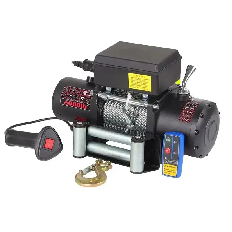 【Best-selling】12v24vDC 13500lbs Electric Car Winch High Speed Steel Cable 4x4 Electric Winch Waterproof Ip67 4WD Offroad Truck W