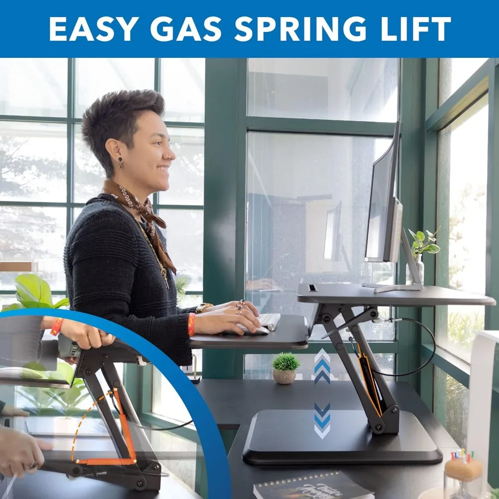 Monte-É! Conversor de mesa permanente, mesa compacta pequena ajustável para laptop de mesa de 25 polegadas - Sit to Stand Mesa ergonômica R