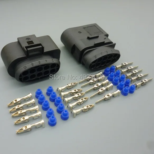 Worldgolden 10 Pin/Way Female Male 3.5 Car Headlight Plug Waterproof Connector For VW Audi Magotan POLO 1J0973835 1J0973735