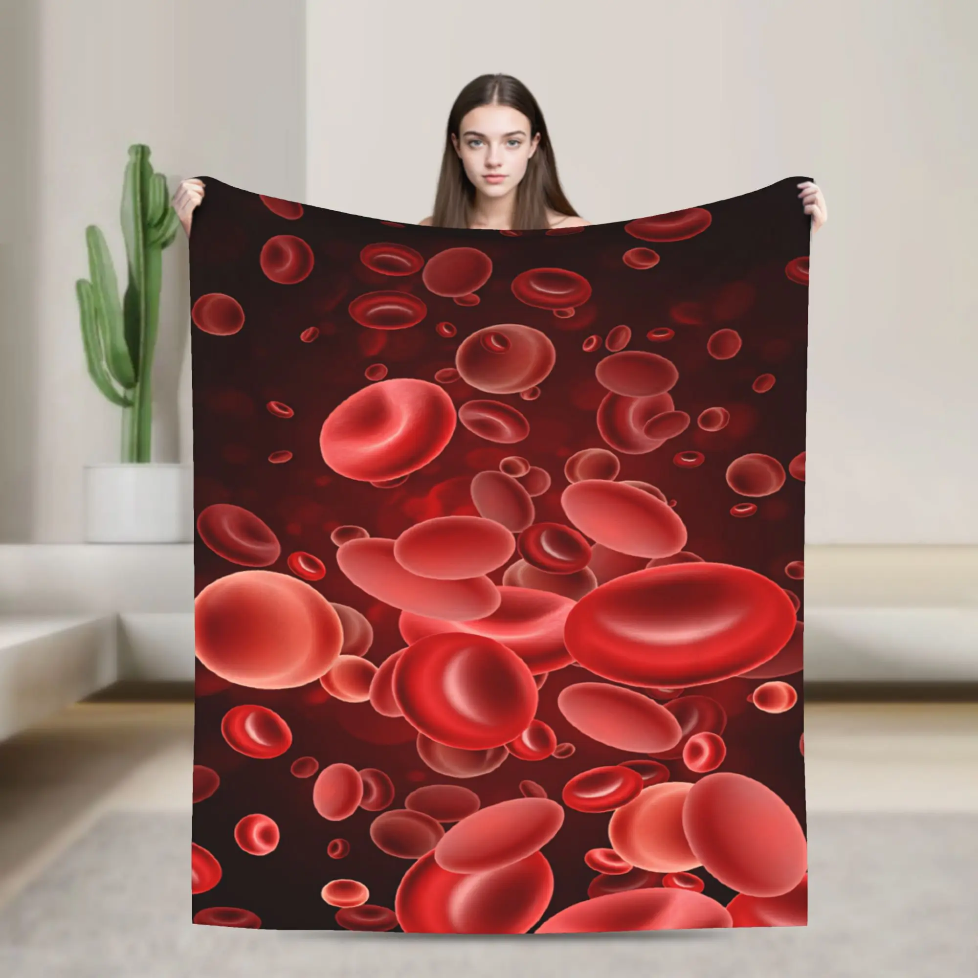 Floating Red Blood Cells Blood Cell Blanket Quality Soft Warm  Bedding Throws Winter Picnic Living Room Fluffy Bedspread