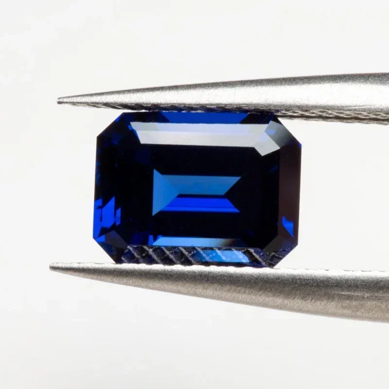 Lab Grown Sapphire Royal Blue Color Emerald Cut Gemstone Charms DIY Advanced Jewelry Making Materials Selectable AGL Certificate