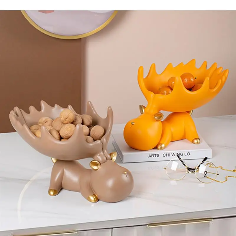 

Resin Deer Storage Ornaments Animal Statue Crafts Groceries Organize Box Snack Tray Decorative Home Furnishings